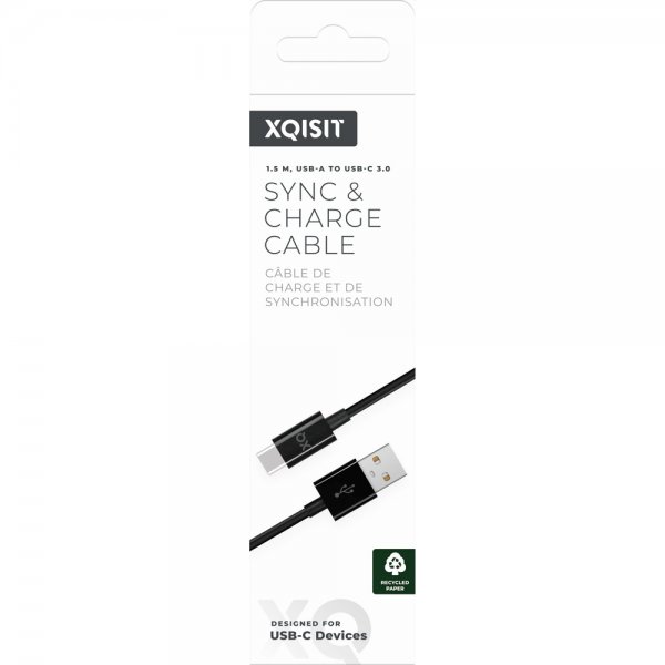 Xqisit USB-C-kaapeli 1,5 m musta