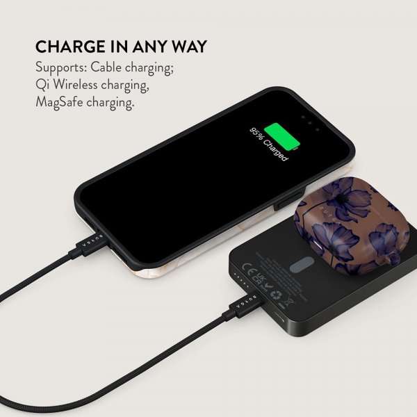 Burga Powerbank MagSafe 5000 mAh Velvet Night Metallinharmaa