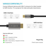 Kiinteä videokaapeli USB-C–HDMI 4K/60Hz 2m