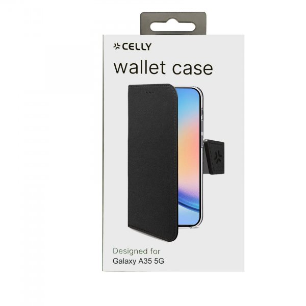 Celly Samsung Galaxy A35 -suojakotelo Wally Wallet Case, musta