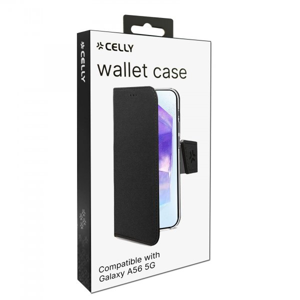 Celly Samsung Galaxy A56 -suojakotelo Wally Wallet Case, musta