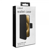 Celly iPhone Air -lompakkokotelo Wally Wallet Case, musta