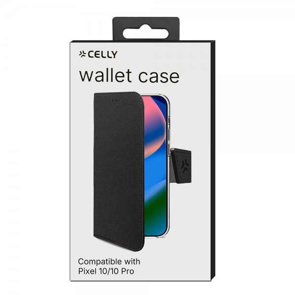 Celly Google Pixel 10/Pixel 10 Pro Fodral Wally Wallet Case Musta
