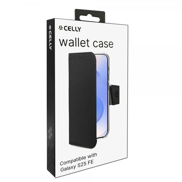 Celly Samsung Galaxy S25 FE -suojakotelo Wally Wallet Case, musta