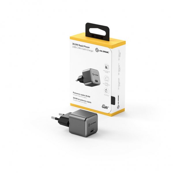 ALOGIC Laturi 30W Rapid Power USB-C MINI GaN Laturi Space Grey