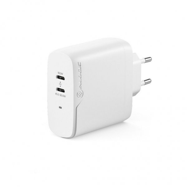 ALOGIC Rapid Power 2-porttinen (45+18W) GaN-laturi sis. 2 m USB-C-latauskaapelin