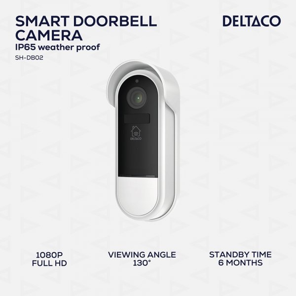 Deltaco Smart Home WiFi-ovikello kameralla IP65