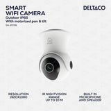 Deltaco Smart Home WiFi-kamera moottoroidulla panorointi- ja kallistustoiminnolla ulkokäyttöön IP65