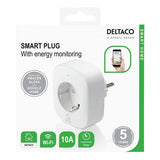 Deltaco Smart Home WiFi-virtakytkin, jossa energia-analyysi