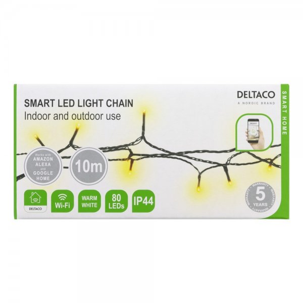 Deltaco Smart Home WiFi -ulkovalosarja IP44 10m