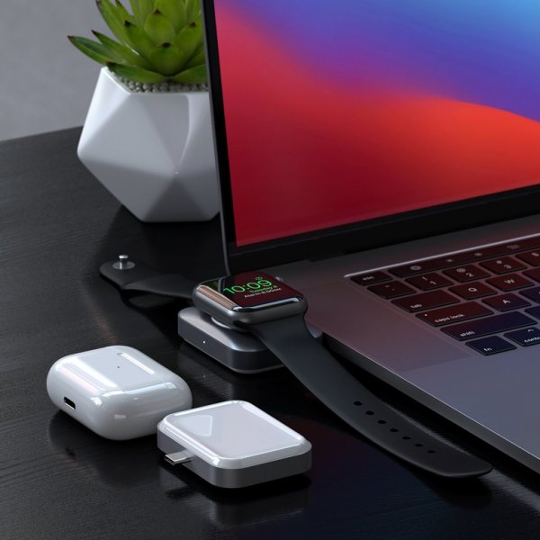 Satechi Dual Sided 2-in-1 USB-C -laturi Apple Watchille/AirPodeille