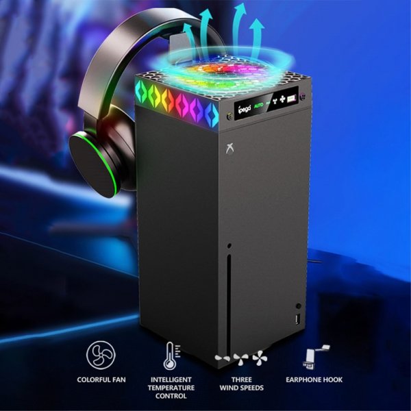 Ipega Xbox Series X -jäähdytystuuletin RGB-valolla ja kuulokepidikkeellä