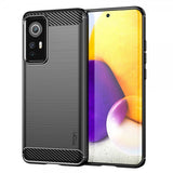 Mofi Xiaomi 12/12X Kuori Harjattu hiilikuitukuvio Musta