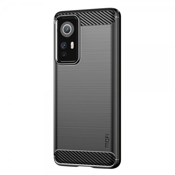 Mofi Xiaomi 12/12X Kuori Harjattu hiilikuitukuvio Musta