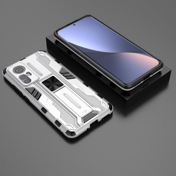 Xiaomi 12/12X Kuori Jalustatoiminnolla Hopea