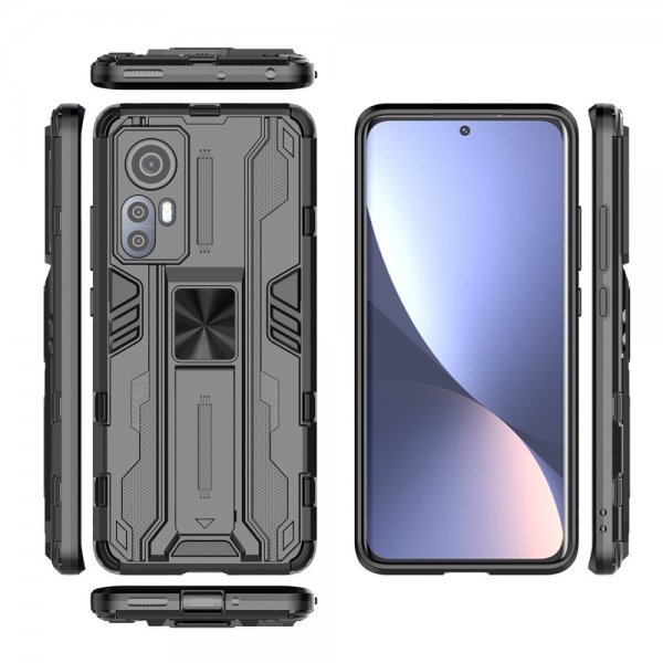 Xiaomi 12/12X Suojakuori Jalustatoiminto Musta