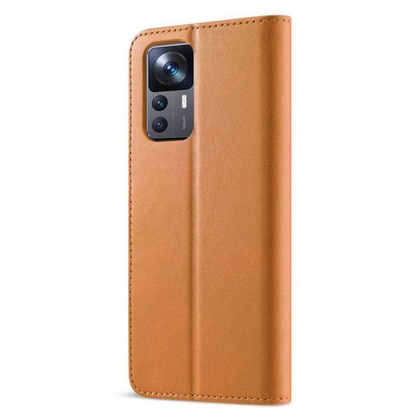 Lc.Imeeke Xiaomi 12T/12T Pro Kotelo korttipaikalla, jalustatoiminnolla, vaaleanruskea