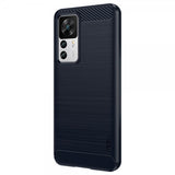 Mofi Xiaomi 12T/12T Pro Kuori Harjattu Hiilikuitukuvio Sininen