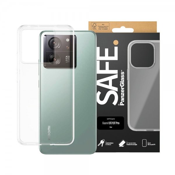 SAFE by PanzerGlass Xiaomi 13T/13T Pro Kuori Pehmeä TPU Case Läpinäkyvä