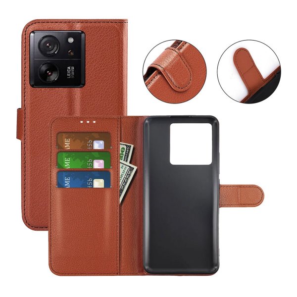 Xiaomi 13T/13T Pro Kotelo Jalustalla Ruskea