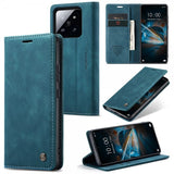 CaseMe Xiaomi 14 Retro Flip Sininen