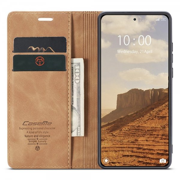 CaseMe Xiaomi 14 Retro Flip Ruskea