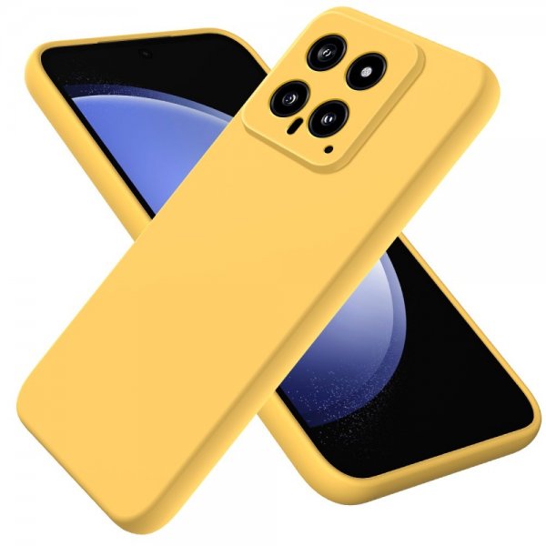 Xiaomi 14 Silikonisuojakuori hihnalla Keltainen