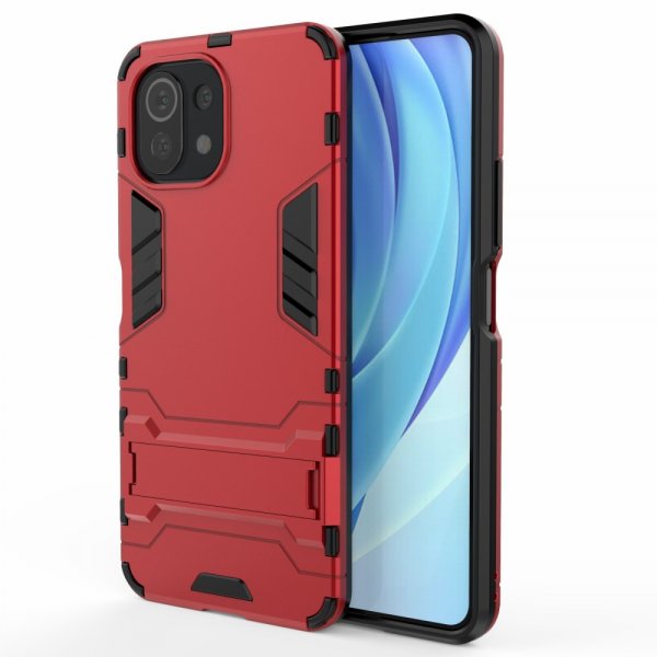 Xiaomi Mi 11 Lite Suojakuori Panssari Jalustatoiminnolla Punainen