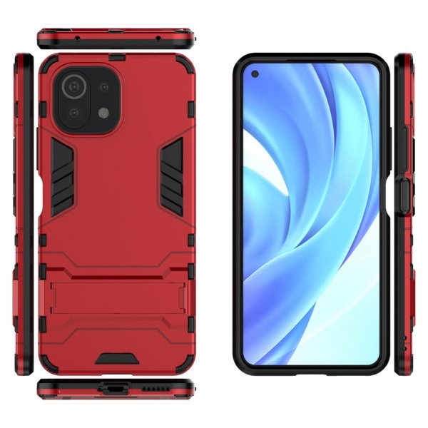 Xiaomi Mi 11 Lite Suojakuori Panssari Jalustatoiminnolla Punainen