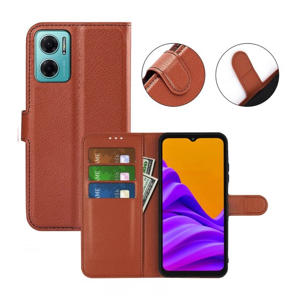 Xiaomi Redmi 10 Lompakkokotelo Jalustalla Ruskea