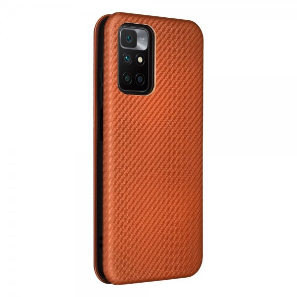 Xiaomi Redmi 10 suojakotelo hiilikuitukuvioitu ruskea