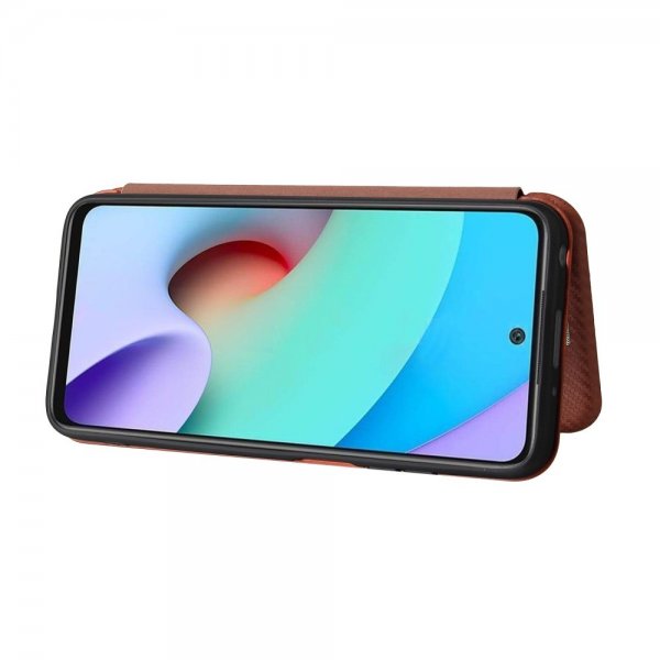 Xiaomi Redmi 10 suojakotelo hiilikuitukuvioitu ruskea