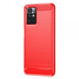 Mofi Xiaomi Redmi 10 Kuori Harjattu hiilikuitukuvio Punainen