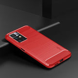 Mofi Xiaomi Redmi 10 Kuori Harjattu hiilikuitukuvio Punainen