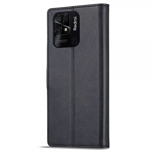 Lc.Imeeke Xiaomi Redmi 10C suojakotelo, jossa korttipaikat ja jalustatoiminto, musta
