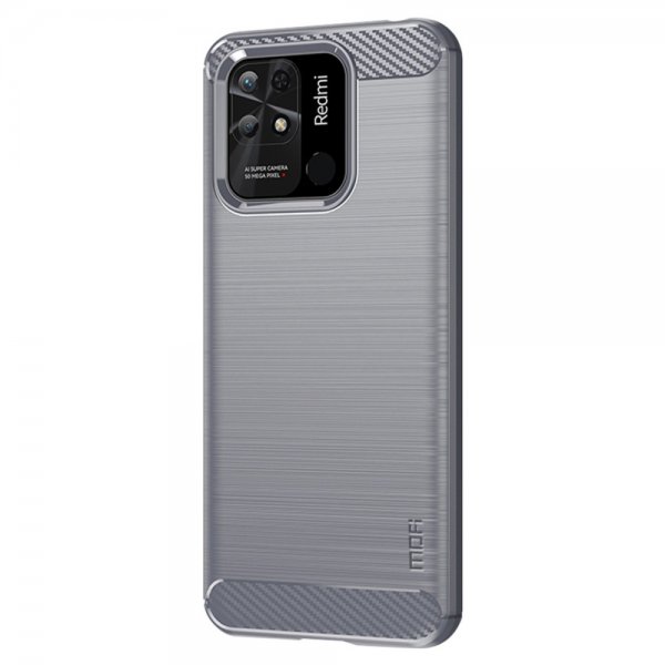Mofi Xiaomi Redmi 10C -kuori, harjattu hiilikuitukuvio, harmaa