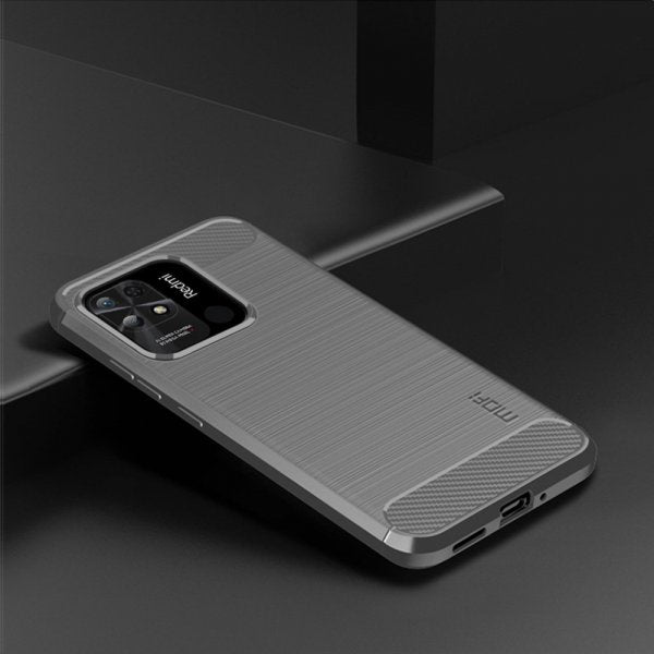Mofi Xiaomi Redmi 10C -kuori, harjattu hiilikuitukuvio, harmaa