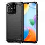 Mofi Xiaomi Redmi 10C Harjattu Hiilikuitutekstuuri Suojakuori Musta