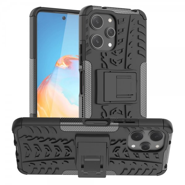 Xiaomi Redmi 12 Kuoret Rengaskuvio Jalustatoiminto Musta