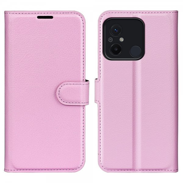 Xiaomi Redmi 12C Litsi Nahkainen Suojakotelo Rosa