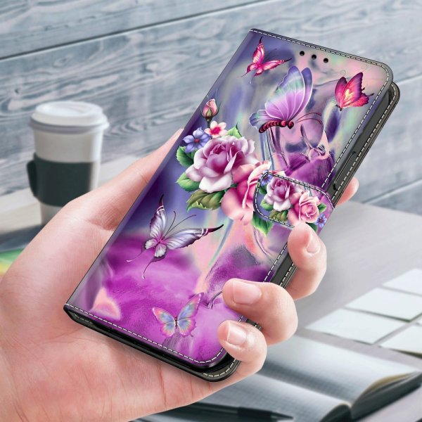 Xiaomi Redmi 12C Kotelo Perhoset ja Kukat -kuviolla