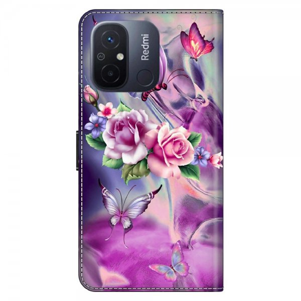 Xiaomi Redmi 12C Kotelo Perhoset ja Kukat -kuviolla