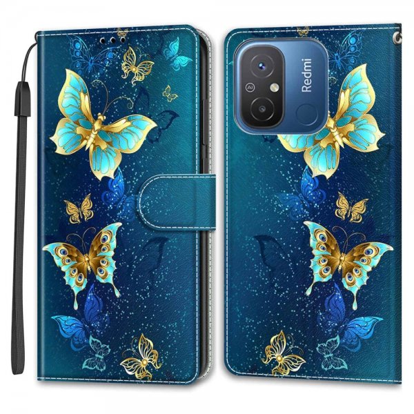 Xiaomi Redmi 12C Kotelo Kuviollinen Glitter Perhoset
