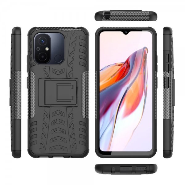Xiaomi Redmi 12C Kuori Rengaskuvio Jalustatoiminto Musta