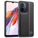 Lc.Imeeke Xiaomi Redmi 12C -suojakuori, hiilikuitukuvio, punainen raita, musta