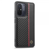 Lc.Imeeke Xiaomi Redmi 12C -suojakuori, hiilikuitukuvio, punainen raita, musta