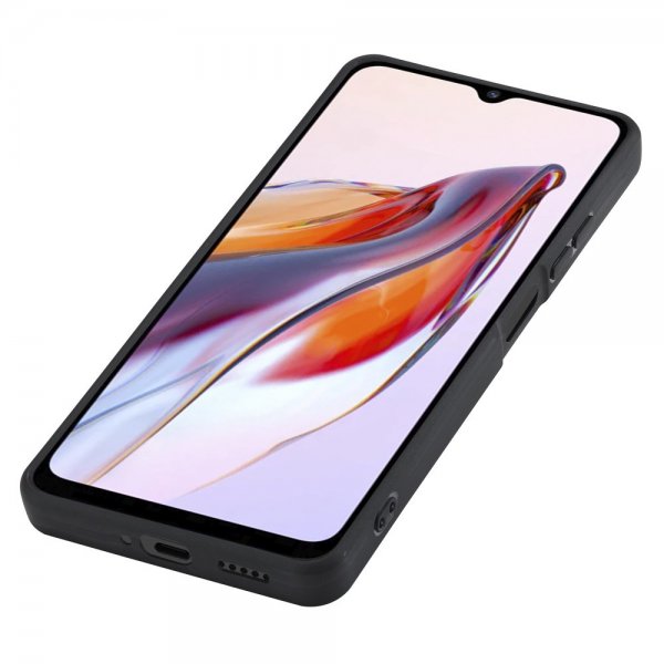 Lc.Imeeke Xiaomi Redmi 12C -suojakuori, hiilikuitukuvio, punainen raita, musta