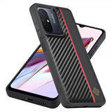Lc.Imeeke Xiaomi Redmi 12C -suojakuori, hiilikuitukuvio, punainen raita, musta