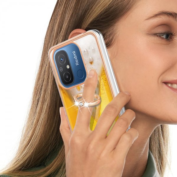 Xiaomi Redmi 12C Suojakuori sormirenkaalla, olutkuvio