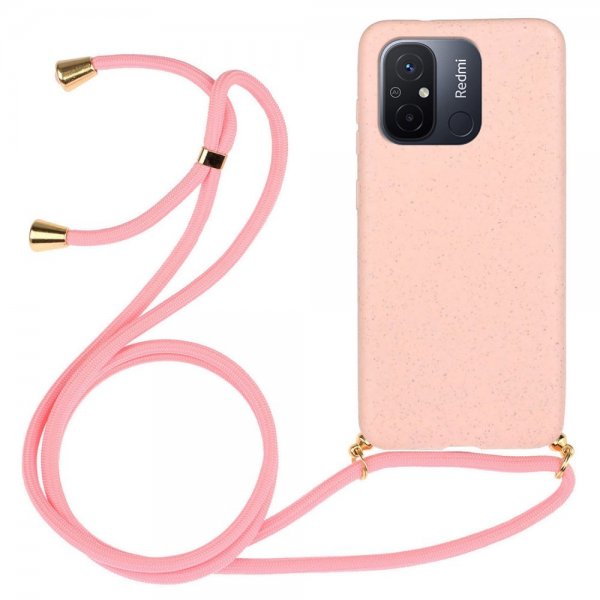 Xiaomi Redmi 12C Kotelo Vehnäolki Hihnalla Ruusu